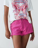 Shorts Barra Desfiada de Sarja - Pink