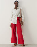 Calça Wide Viscolinho Entremeios - Vermelho