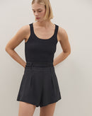 Shorts Crepe Amarração Cintura - Preto