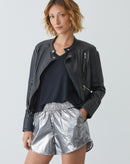 Shorts Runner Nylon Metalizado - Prata