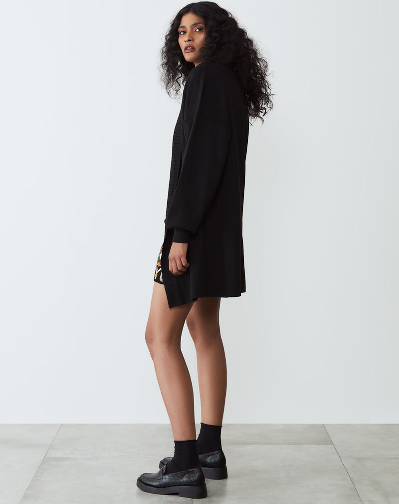 Cardigan Alongado com Manga Longa - Preto