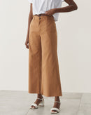 Calça Sarja com Elastano Wide Cropped  - Caramelo