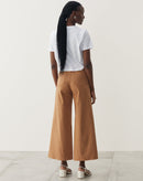 Calça Sarja com Elastano Wide Cropped  - Caramelo