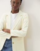 Blazer Alongado Acinturado Bolsos - Amarelo Claro