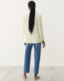 Blazer Alongado Acinturado Bolsos - Amarelo Claro