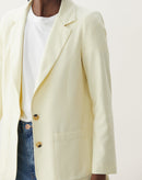 Blazer Alongado Acinturado Bolsos - Amarelo Claro