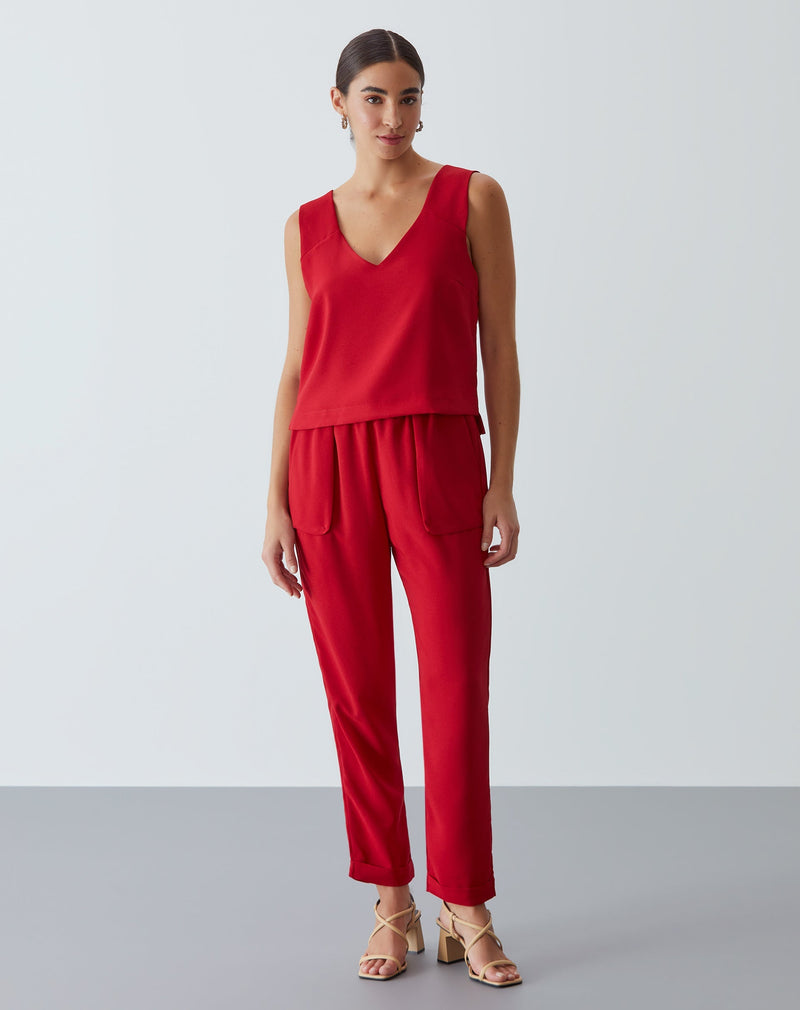 Regata Alfaitaria Barra com Desnível - Vermelho