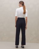 Calça Reta Cropped de Sarja - Preto