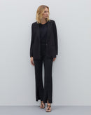 Calça Reta com Recorte na Barra - Preto