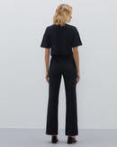 Calça Reta com Recorte na Barra - Preto