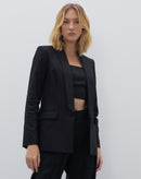 Blazer Slim Gola de Smoking - Preto