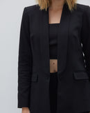 Blazer Slim Gola de Smoking - Preto