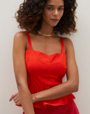 Blusa com Peplum na Barra - Vermelho