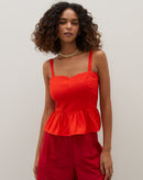 Blusa com Peplum na Barra - Vermelho