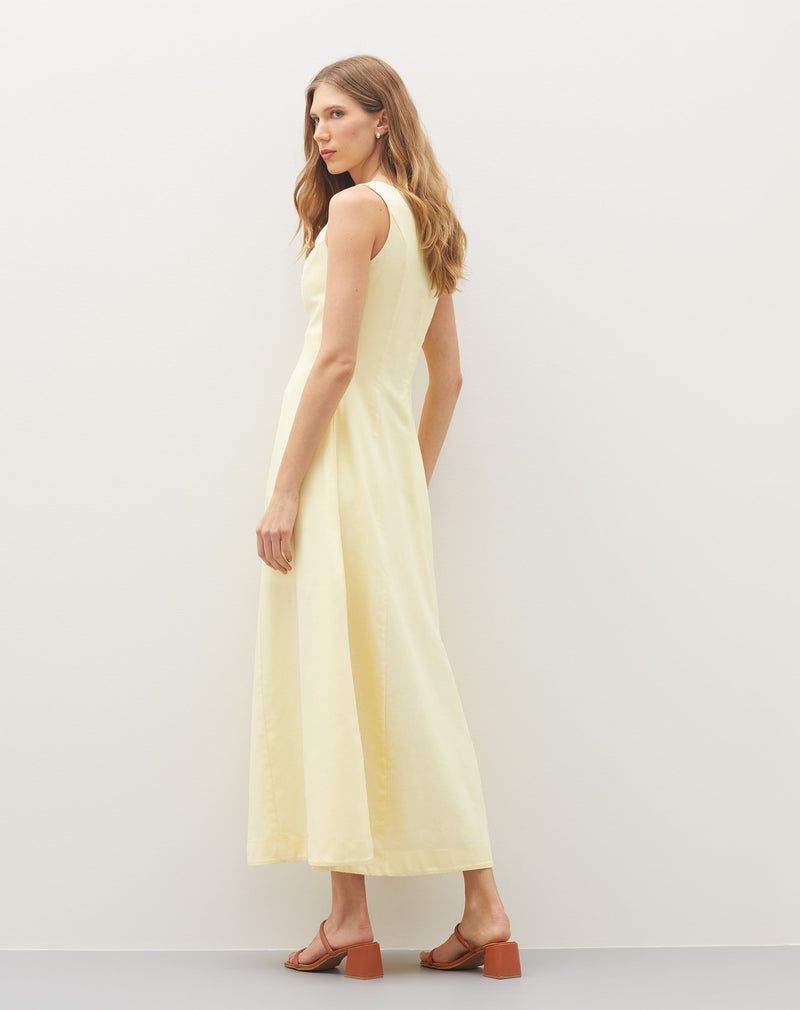Vestido Midi Regata Estruturado - Amarelo Claro