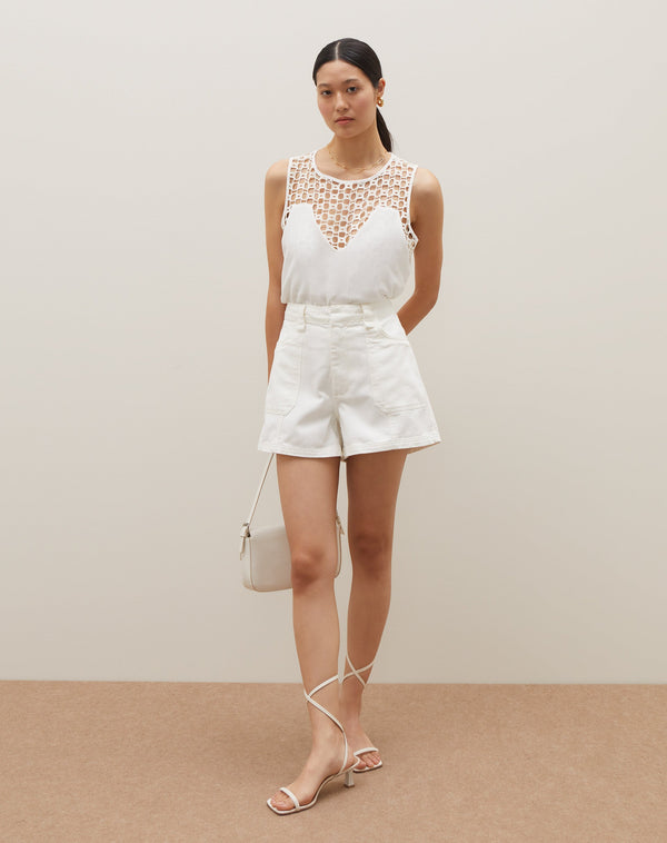 Shorts Sarja Bolsos Aplicados - Off-white