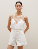 Shorts Sarja Bolsos Aplicados - Off-white