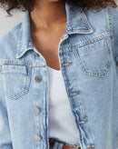 Jaqueta Jeans Regular Barra a Fio - Azul Claro