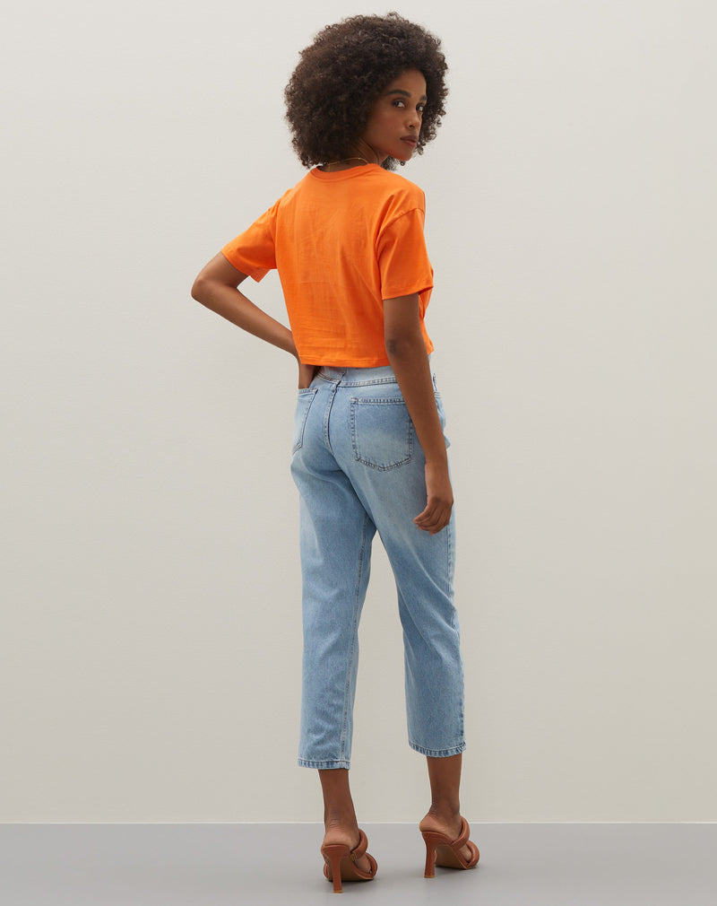 Calça Slim Botões Jeans - Azul Médio