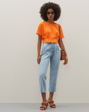 Calça Slim Botões Jeans - Azul Médio