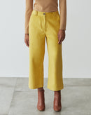 Calça Reta Cropped Cotelê - Mostarda