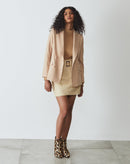 Saia Curta Cotelê com Cinto - Areia