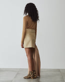 Saia Curta Cotelê com Cinto - Areia