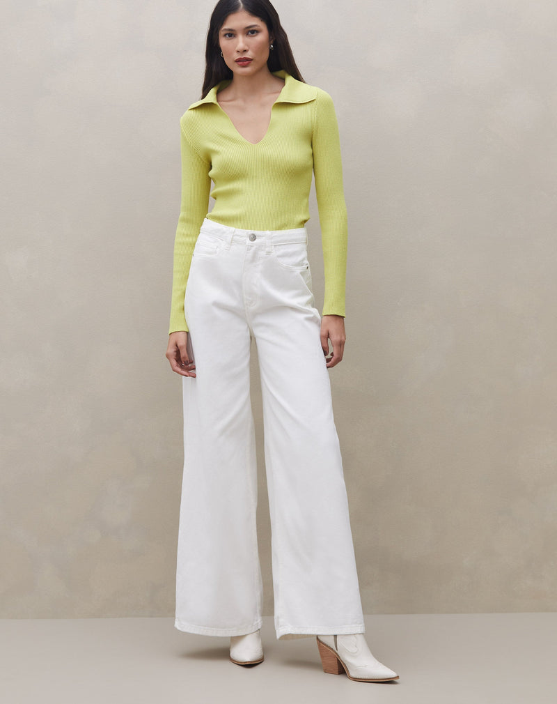 Calça Wide de Sarja - Off-white