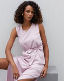 Vestido Midi Alfaiataria com Amarração - Rosa Claro