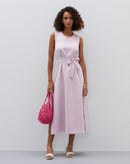 Vestido Midi Alfaiataria com Amarração - Rosa Claro