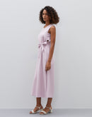 Vestido Midi Alfaiataria com Amarração - Rosa Claro