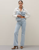 Calça Reta com Pala Jeans - Azul Claro