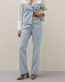 Calça Reta com Pala Jeans - Azul Claro