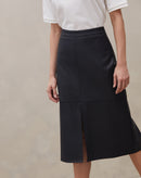 Saia com Fenda Frontal em Pu - Preto