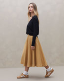 Saia Midi Godê Sarja - Bege