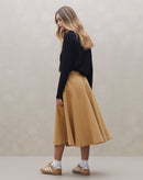 Saia Midi Godê Sarja - Bege