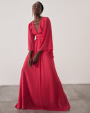 Vestido Longo Manga Sino e Amarração Costas - Pink