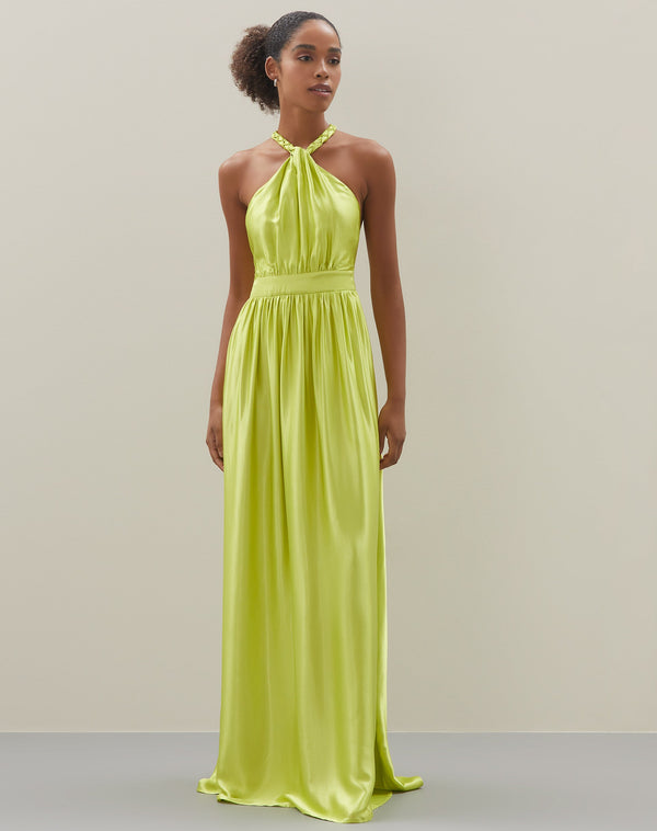Vestido Longo Decote Halter com Alça Trançada  - Lima