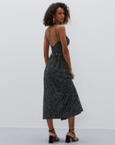 Vestido Midi Renda com Pala de Cintura e Alcinha - Preto