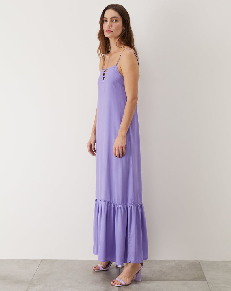 Vestido Longo Regata com Detalhe no Decote - Lilás