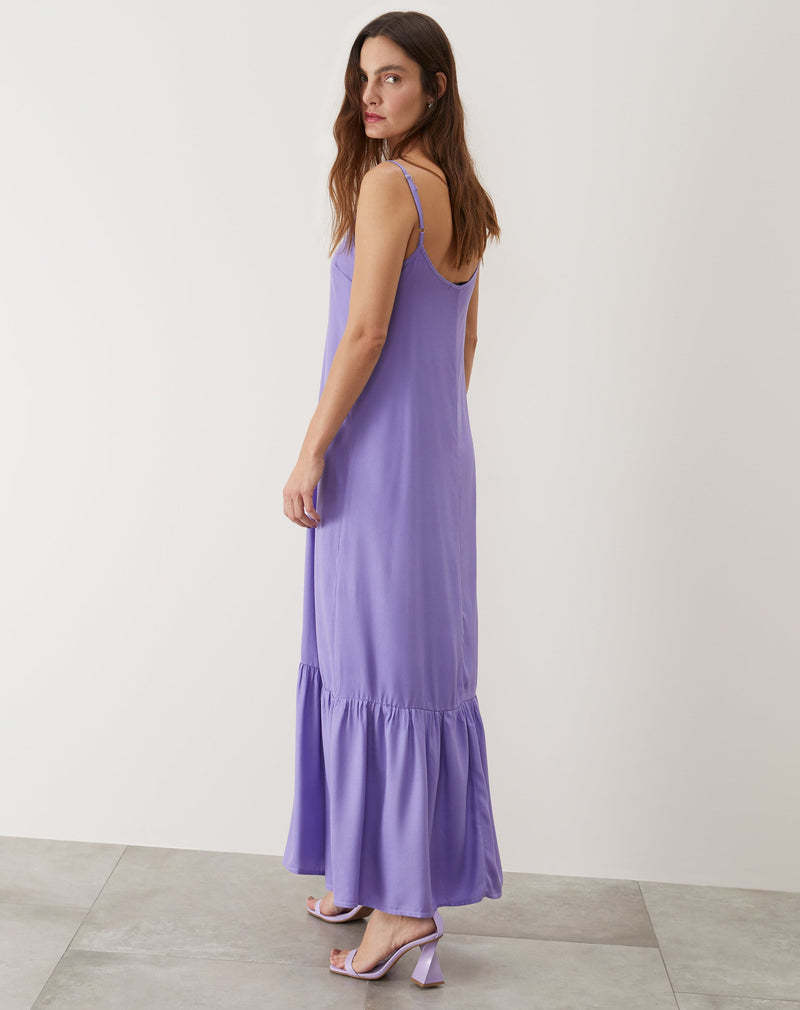 Vestido Longo Regata com Detalhe no Decote - Lilás