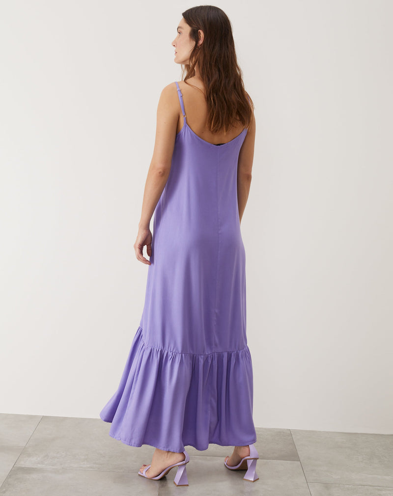 Vestido Longo Regata com Detalhe no Decote - Lilás