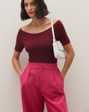 Blusa Tricot Ombro a Ombro - Vinho