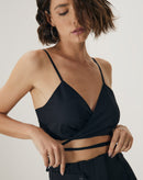 Top Transpassado com Amarração Cintura  - Preto