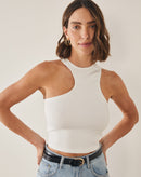 Blusa Cropped com Recorte Arredondado  - Off-white