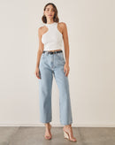 Blusa Cropped com Recorte Arredondado  - Off-white