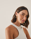 Blusa Cropped com Recorte Arredondado  - Off-white