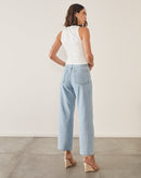 Blusa Cropped com Recorte Arredondado  - Off-white