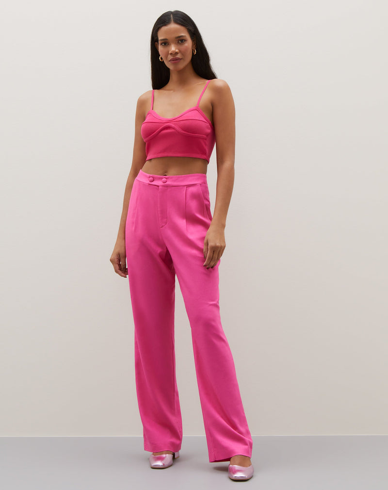 Top Cropped de Tricot - Rosa Escuro