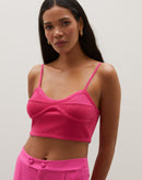 Top Cropped de Tricot - Rosa Escuro